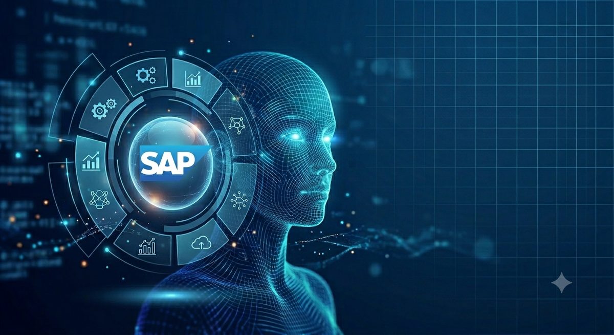 AI engine visual — SAP data connected to an intelligent analysis layer